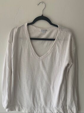 James Perse Cream V-Neck Pullover Sweatshirt
